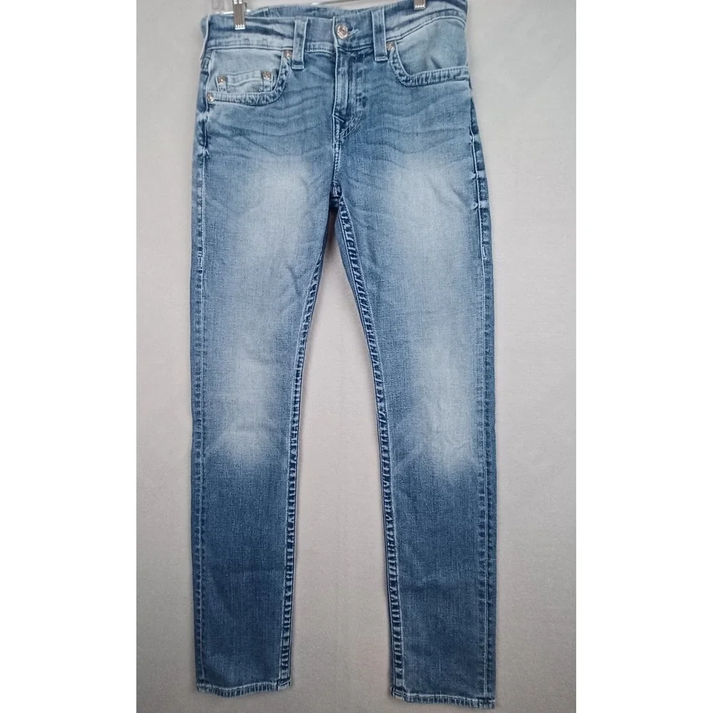 True Religion Men Jeans 30 Blue Denim Geno Relaxed Slim Logo 31